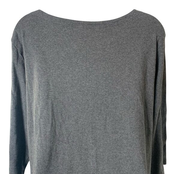Karen Scott Tunic Top Women’s Plus Size 2X Gray Boat Neck 100% Cotton 3/4 Sleeve - Picture 4 of 10